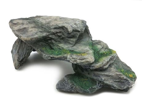 Decorazione roccia in resina per acquari e terrari, 29x17x11 cm, effetto pietra con dettagli verdi Decorazione roccia in resina per acquari e terrari, 29x17x11 cm, effetto pietra con dettagli verdi